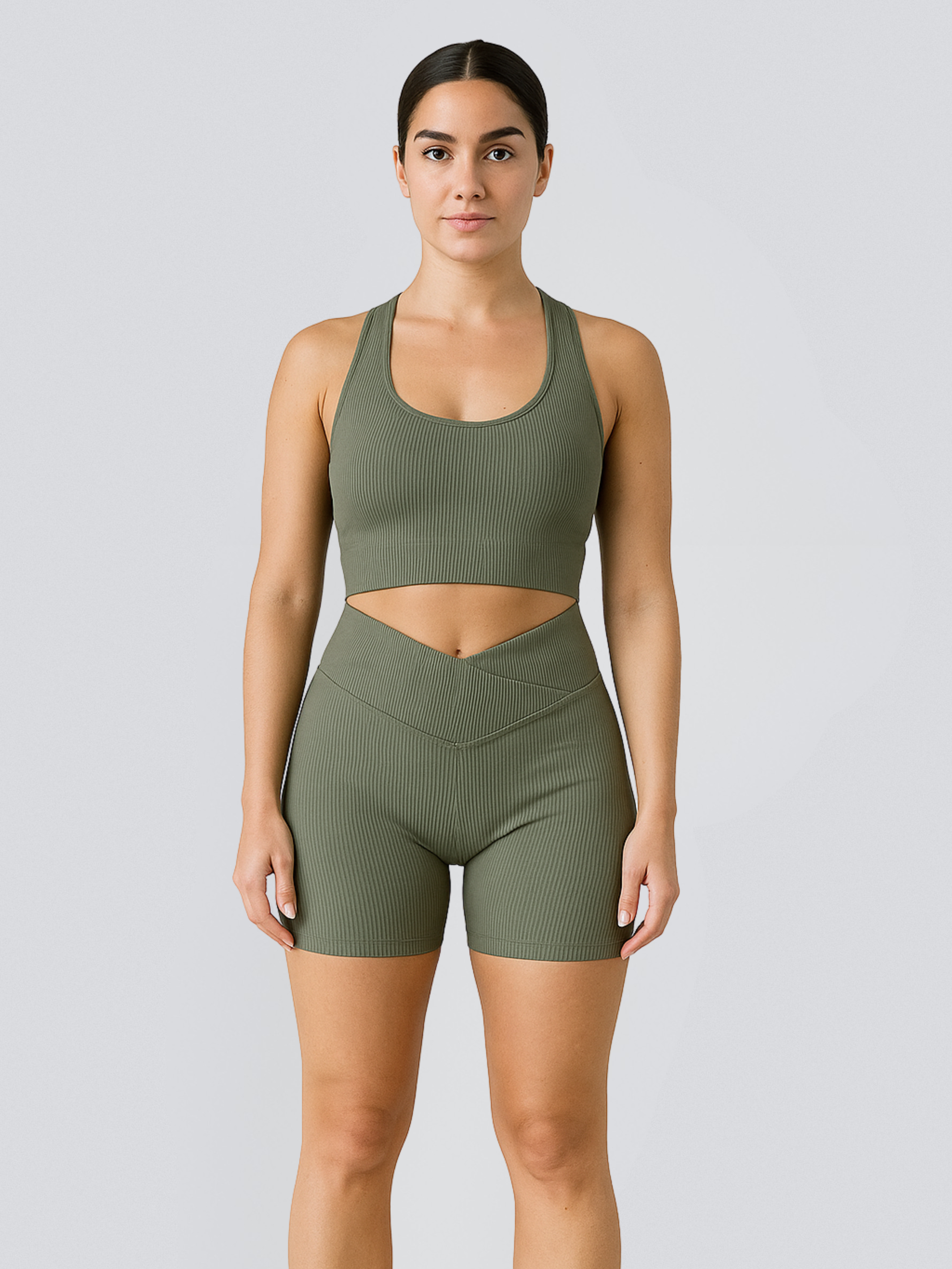 V-Waist Shorts Pine Green