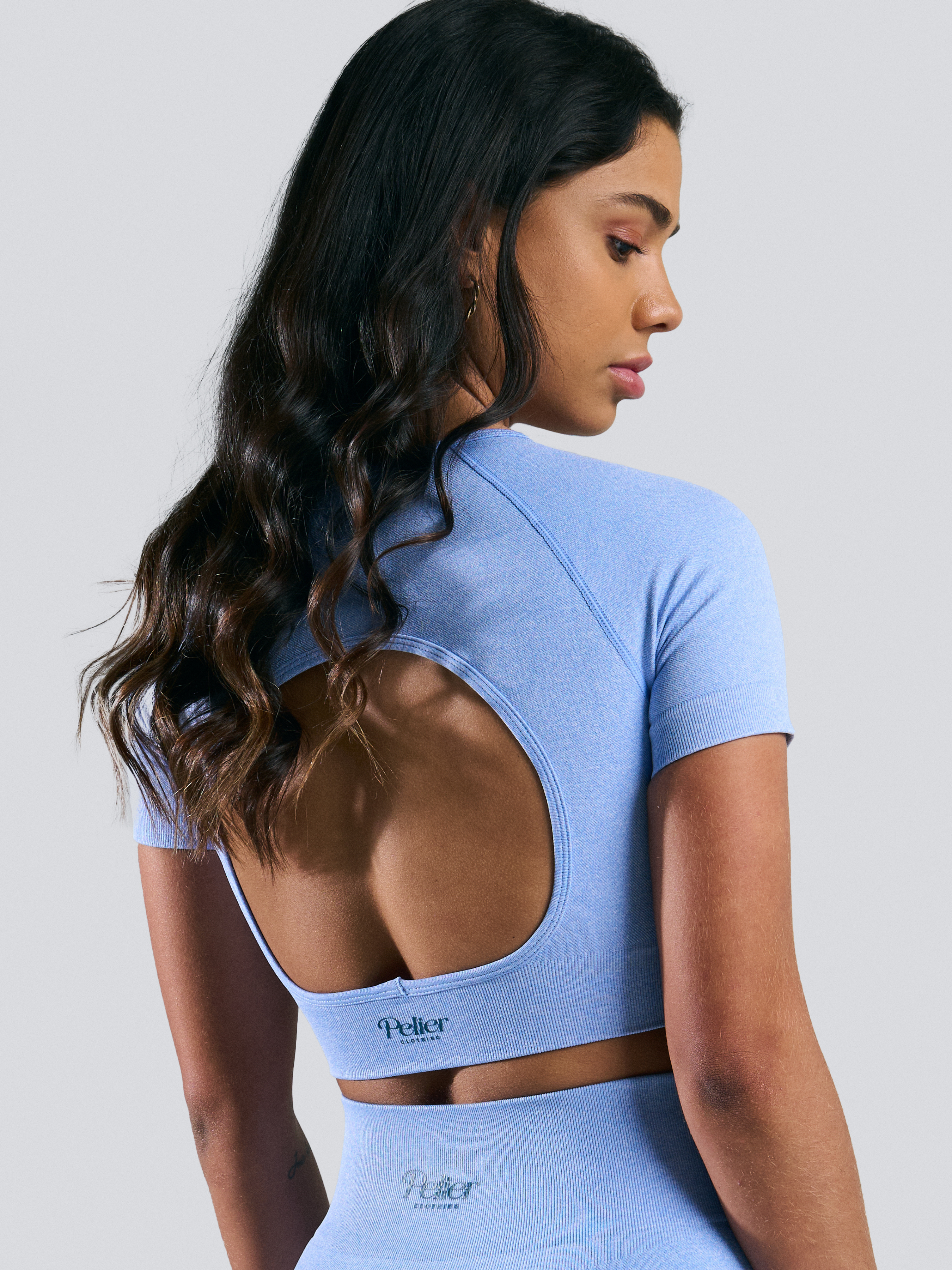 Seamless Crop Top Columbia Blue