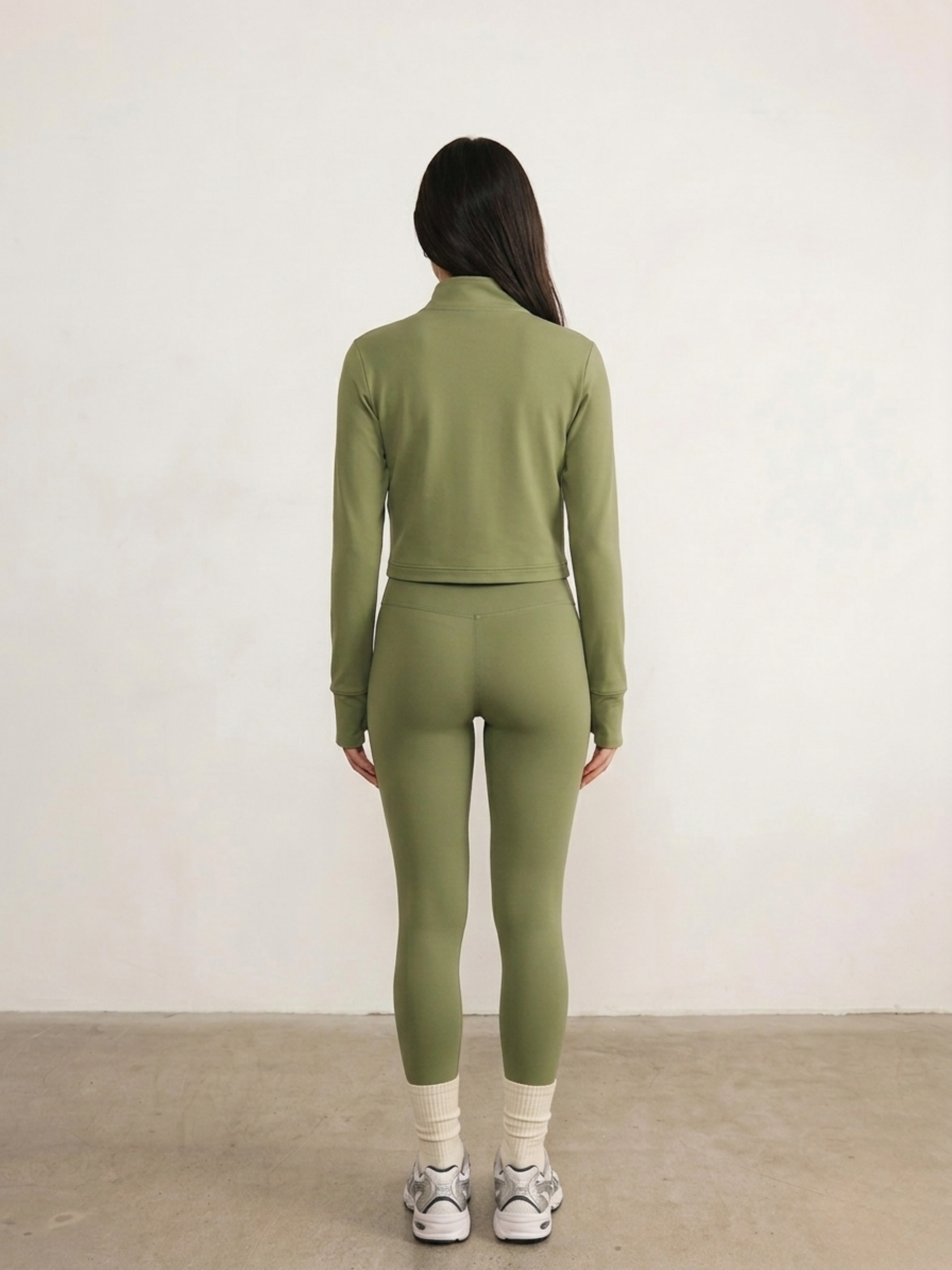 Set Jacket & Leggings & Halter Neck Top Olive
