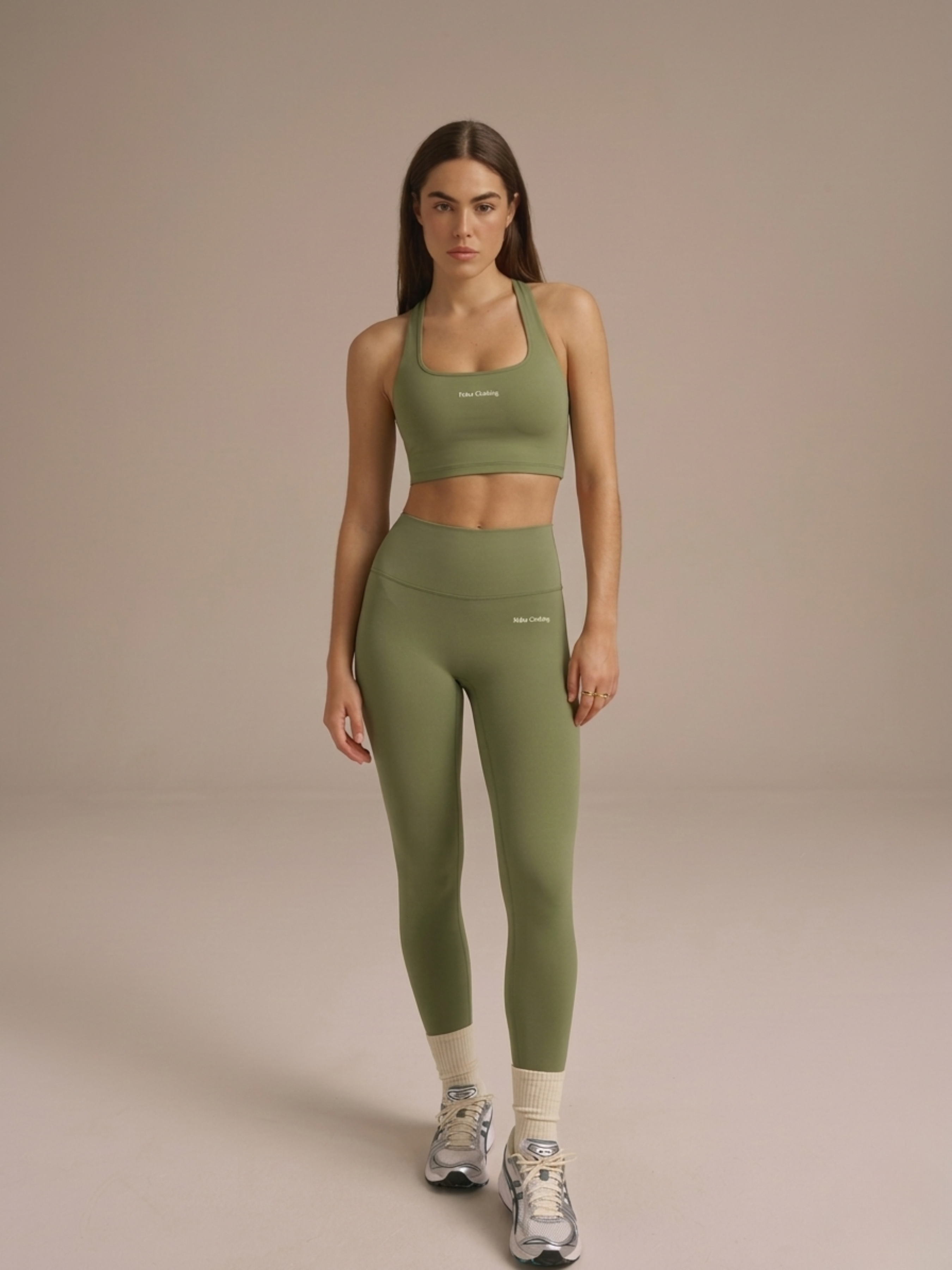 Set Leggings & Halter Neck Top Olive