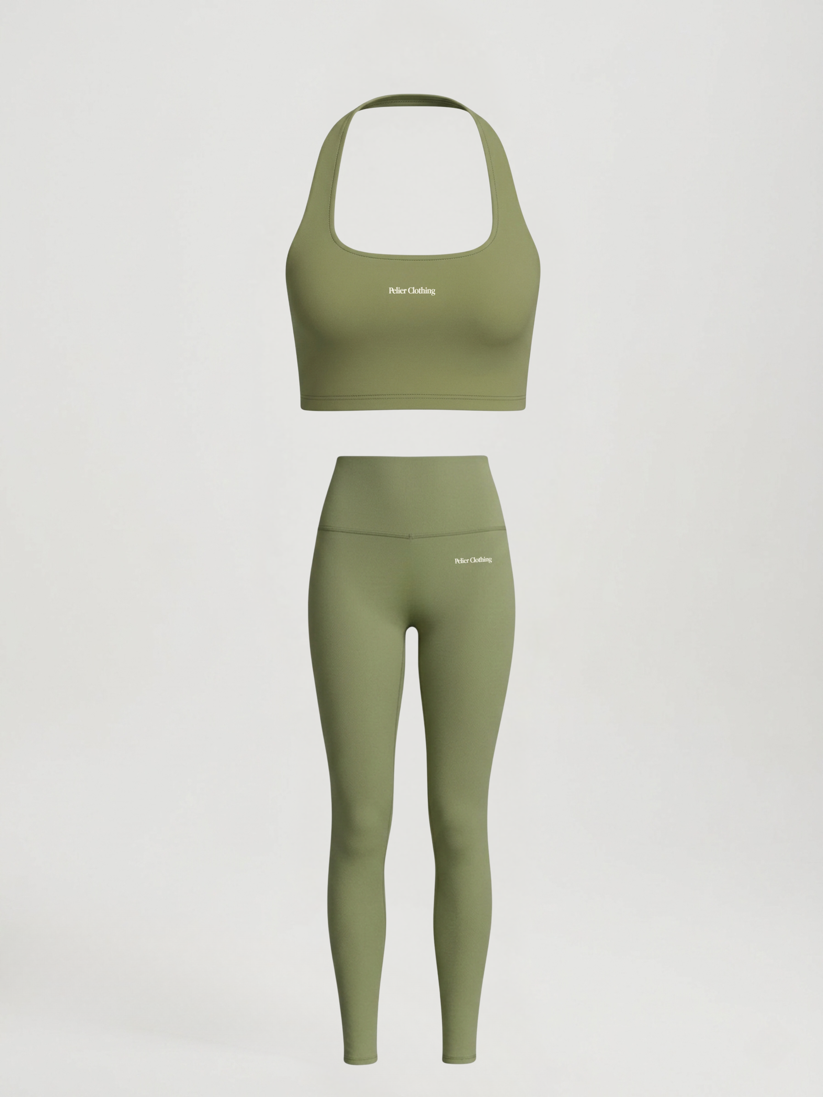 Set Leggings & Halter Neck Top Olive
