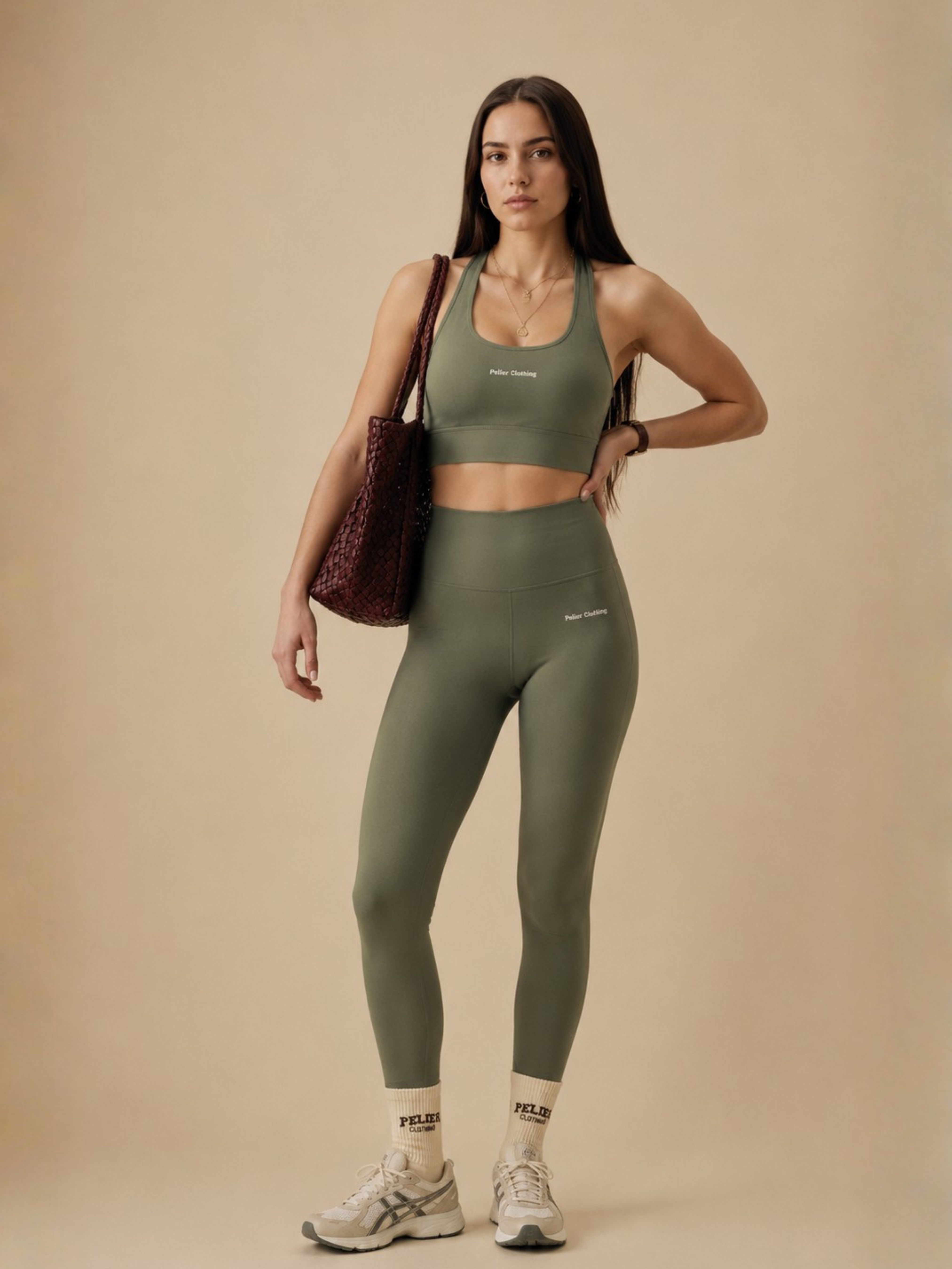 Set Leggings & Halter Neck Top Olive